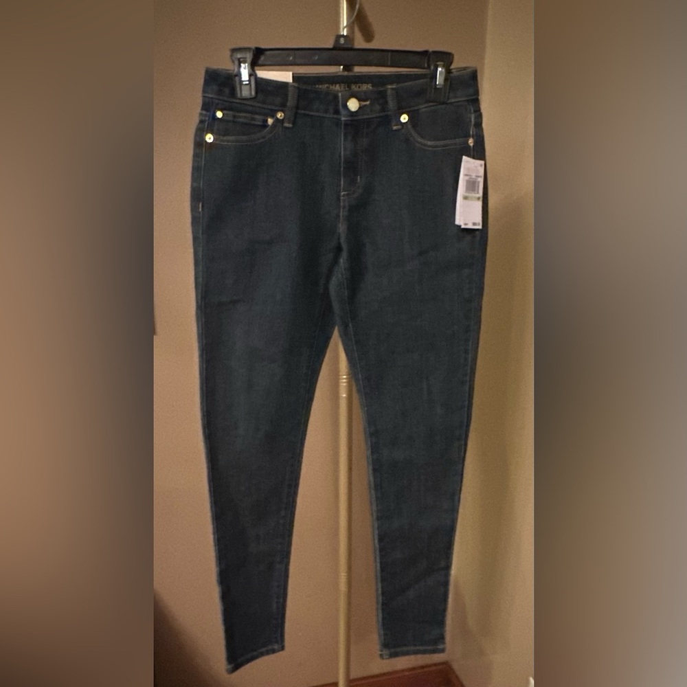 Michael Kors Dark Wash Women's Jeans with Gold Hardware